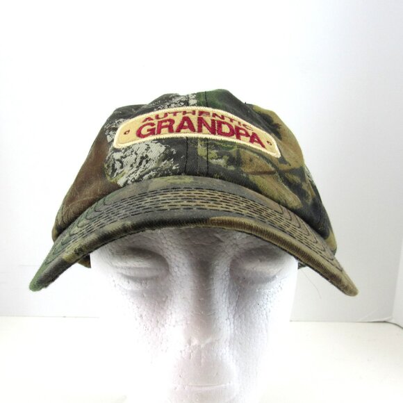 Authentic Grandpa Embroidered Patch Logo Men's Camo Adj Strap Back Cap Hat - Picture 2 of 8